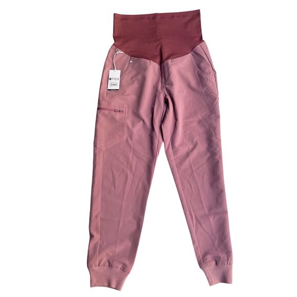 FIGS Zamora Maternity Scrub Pants Jogger Mauve Size Small Petite NEW - Picture 2 of 8